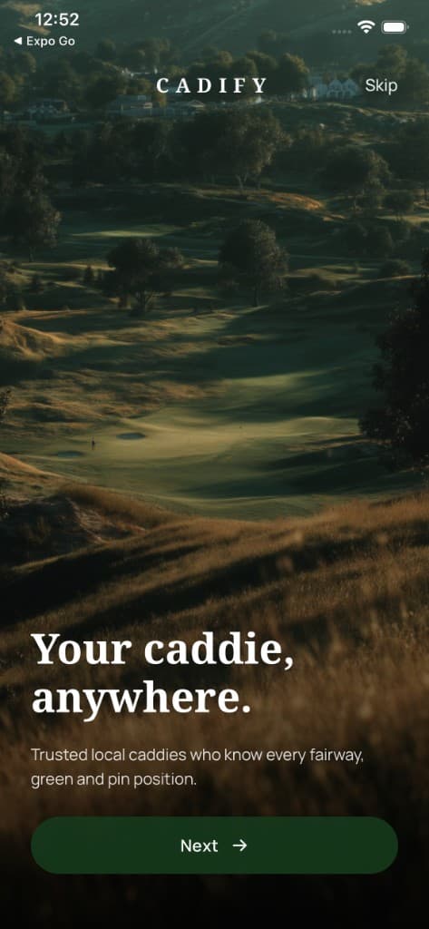 Booking a caddie in the Cadify app